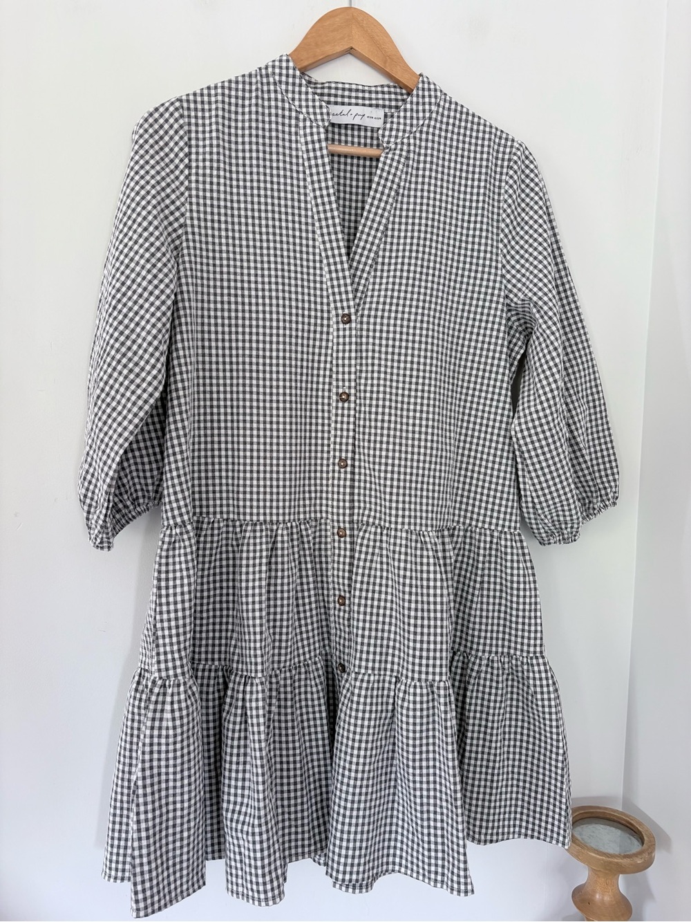 PETAL + PUP Sz S/M DARIA Short Dress Relaxed Oversized Gingham Cottage Weekend